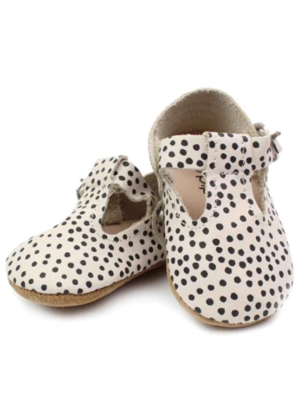 Baby Cream Polka Dot Mary Janes with Strap